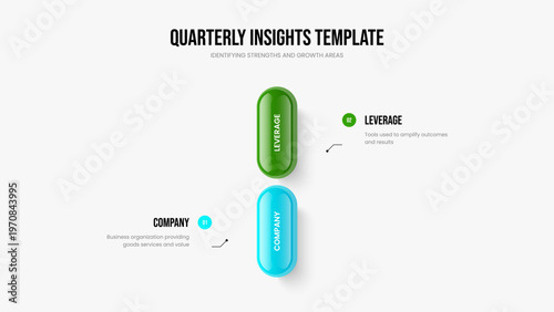 Financial Solution Slide Template Vector Illustration. Marketing Profile 2 Step Infographic Presentation Layout. Market Strategy Two Element Diagram Frame Design.