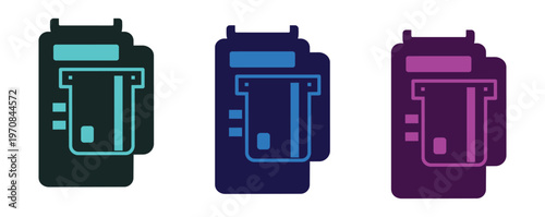 Credit card atm cash withdrawal banking transaction icon set machine terminal modern flat vector illustration pack design