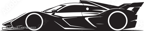 Black sports car, racing car, vector illustration, side view, sleek design
