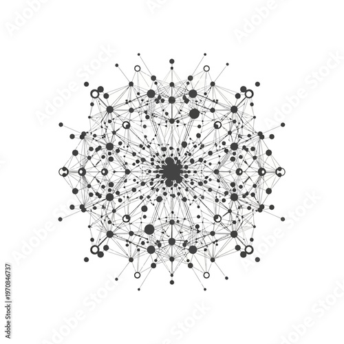 Bilde på lerret Black and white network connection diagram.