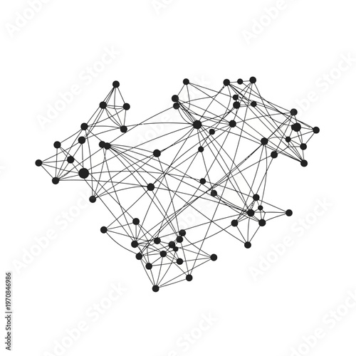 Black and white network connections diagram.