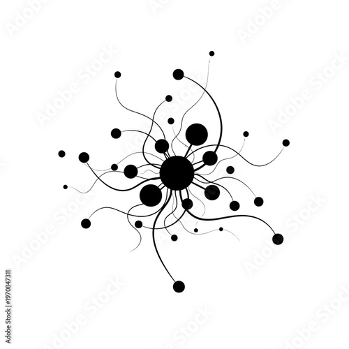 Black and white neuron cell structure.
