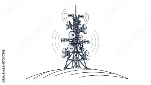 Cell Tower Communication Network.