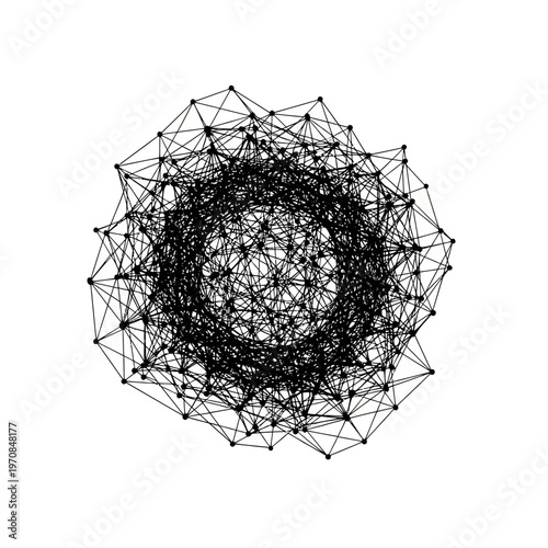 Black geometric network connections web.