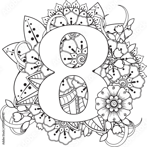 Beautiful Black color English number design 8