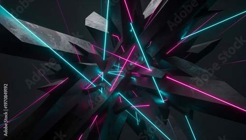 Abstract Geometric Explosion with Neon Lasers