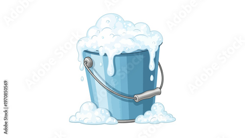 Blue Bucket with Soap Suds.