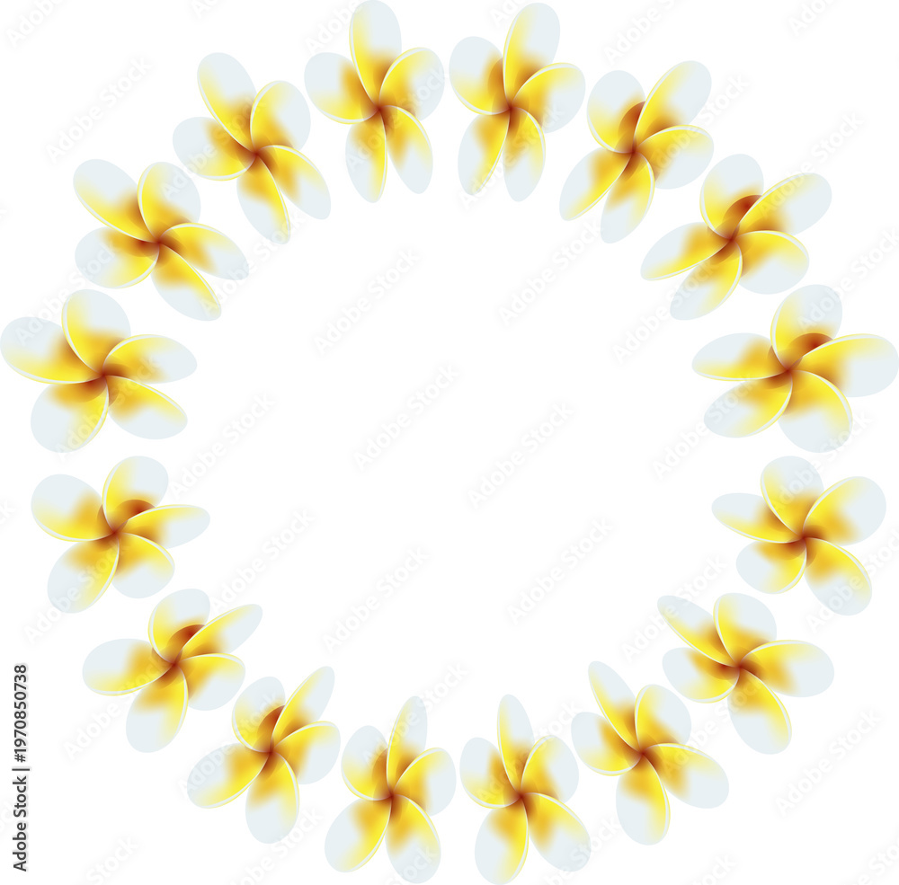 Fototapeta premium Tropical Flower Circle Frame Summer Floral Wreath Design