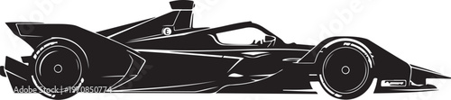 Black race car, sports car, racing vehicle, vector silhouette, speedster