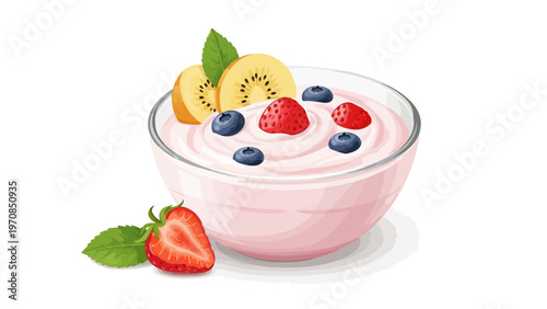 Bowl of Fruit Yogurt.