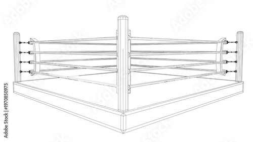 Boxing Ring Illustration Outline.
