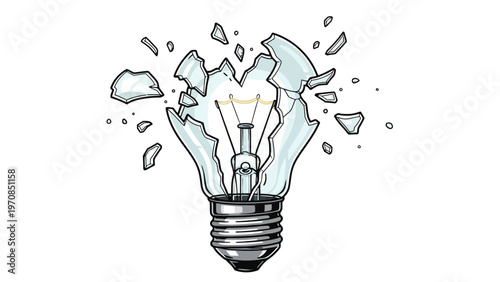 Broken Light Bulb Illustration.