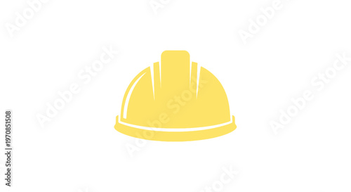 Yellow hard hat isolated on white background, safety equipment icon for construction and industry