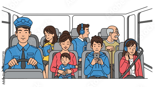 Bus Driver with Passengers.