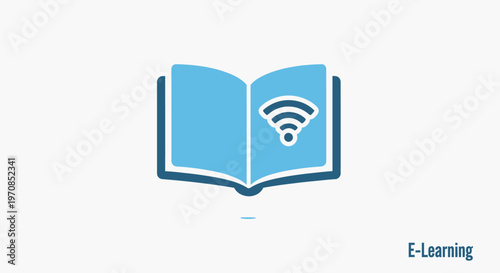 Open book with Wi-Fi symbol, representing online learning and digital education.