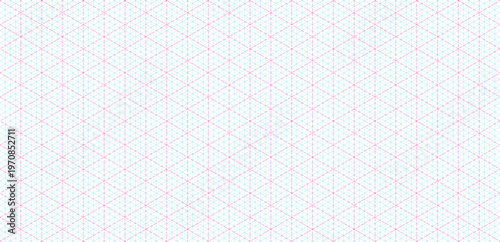 Blue isometric paper grid pattern, isometric triangular mesh background.