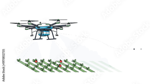 Drone Flying Over Crops.