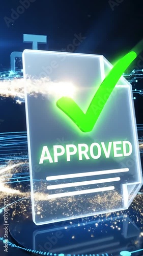 Wallpaper Mural Graphic Resources Approved document concept for business process workflow illustrating management approval and project approve scene 2 with distortion, overlay, glitch, static noise, scan lines on Torontodigital.ca