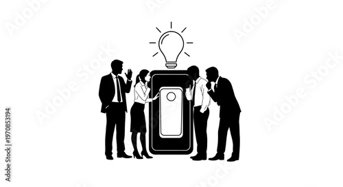 Business people breaking free from a chain link with a lightbulb