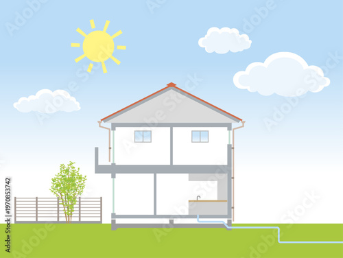 Cross Section Illustration of a Detached House