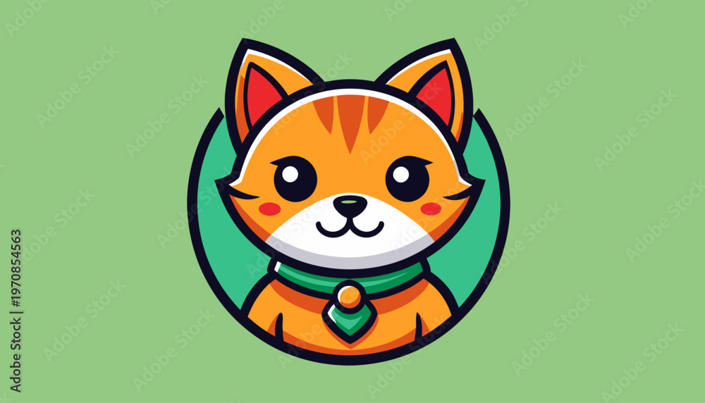 Obraz premium Professional mascot logo design featuring an adorable orange cat with a friendly expression, perfect for branding