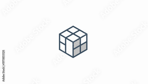 Abstract geometric cube with clean lines and minimalist design, perfect for branding and graphic elements