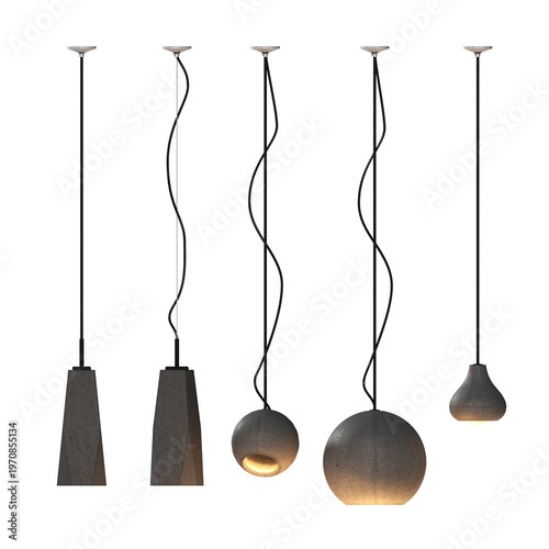 chandelier on the ceiling isolated on transparent background, hanging lamp, pendant light, 3D illustration, cg render