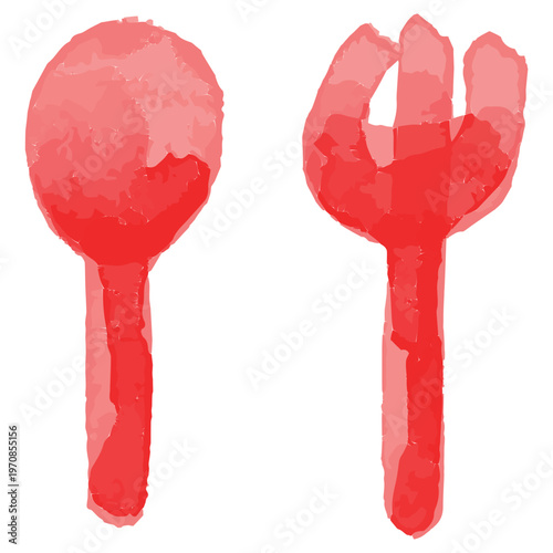 わんぱく水彩シリーズ 幼稚園・保育園向け カトラリーのアイコン 給食・食育