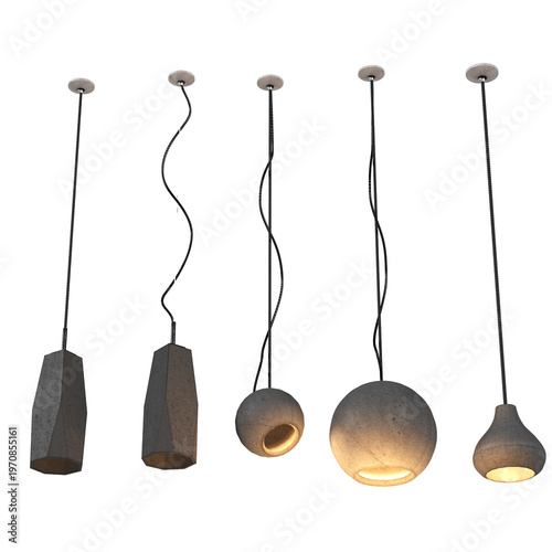 chandelier on the ceiling isolated on transparent background, hanging lamp, pendant light, 3D illustration, cg render