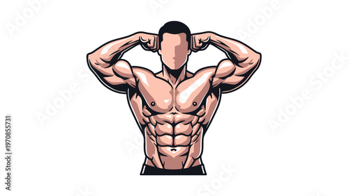 Muscular Man Flexing Arms.