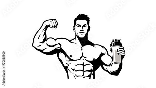 Muscular Man with Protein.