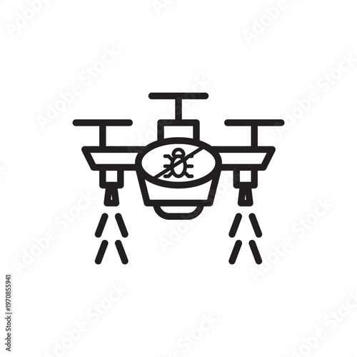 Pesticide drone icon symbolizing precision agtech, represents autonomous spraying hardware, aerial application tools, UAV crop protection gear, smart farming systems, and digital agriculture logistics