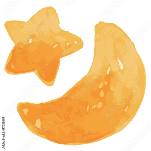 わんぱく水彩シリーズ 幼稚園・保育園向け 月と星のアイコン 預かり保育