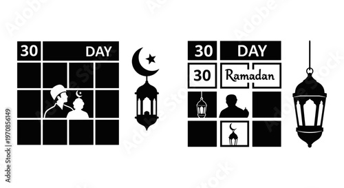 Celebrating the 30 days of ramadan with traditional and modern elements Vector, illustration