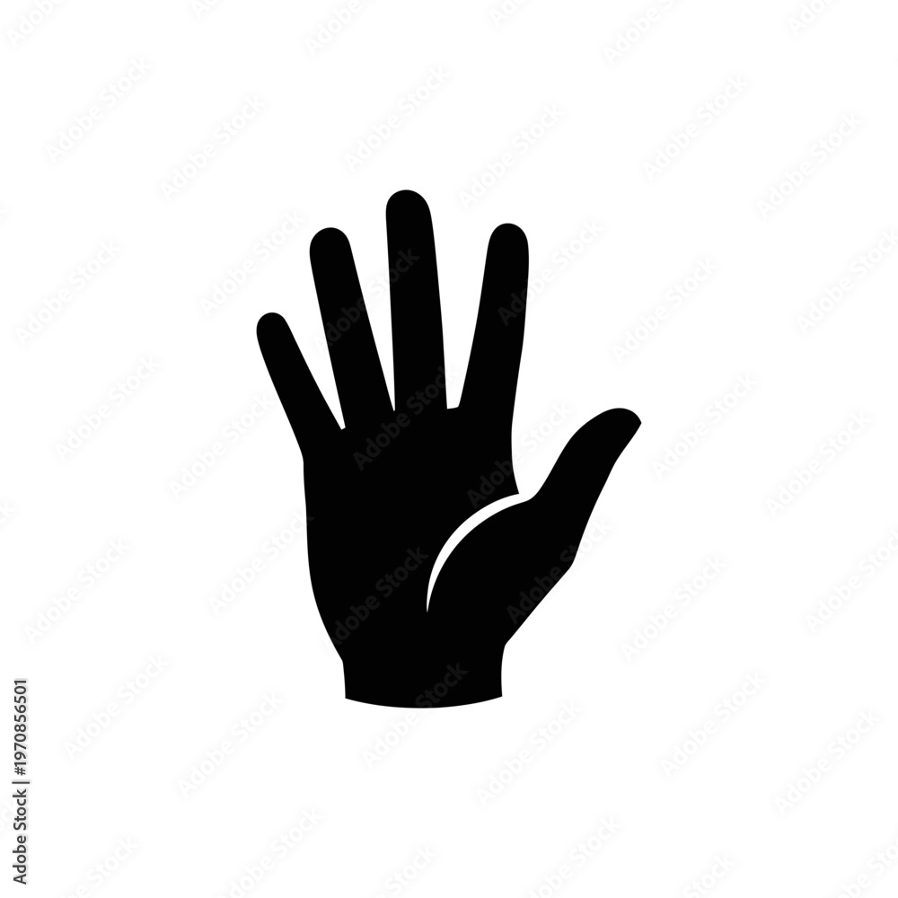 Obraz premium Silhouette of a Raised Hand with Five Fingers Spread