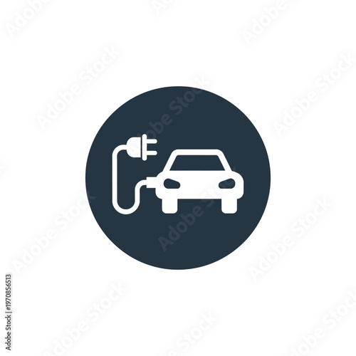 Electric Car Charging Station Icon in Dark Circle