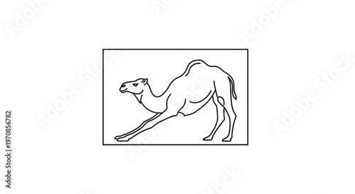 Camel Lying Down Silhouette Line Art Vector Illustration