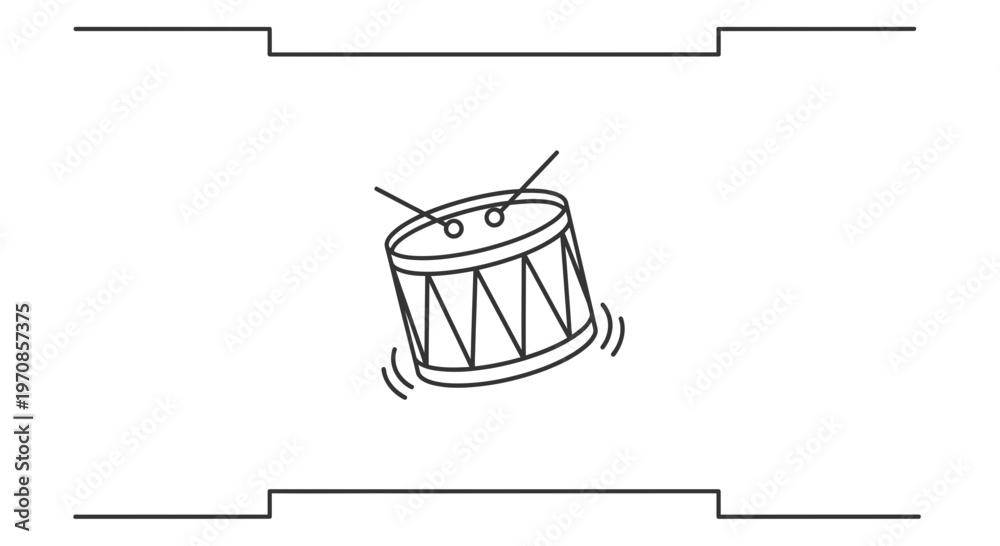 Fototapeta premium Animated Drum with Drumsticks, Musical Instrument, Percussion, Sound, Rhythm