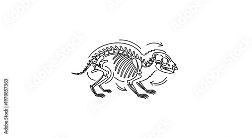 Animal Skeleton Illustration with Motion Arrows