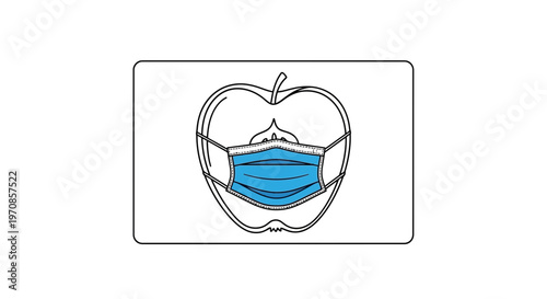 Apple Wearing Medical Face Mask - Healthy Lifestyle and Pandemic Protection Concept