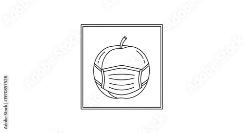 Apple Wearing Medical Mask Icon Outline