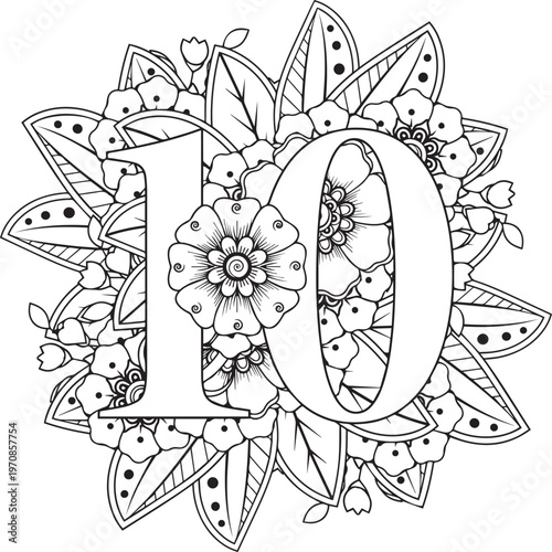 Black color number design and art numeral design 10