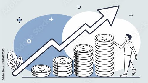 Rising gold prices illustrated by stacked coins and upward chart, representing investment growth and financial security.