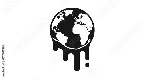 Black melting earth globe symbol.