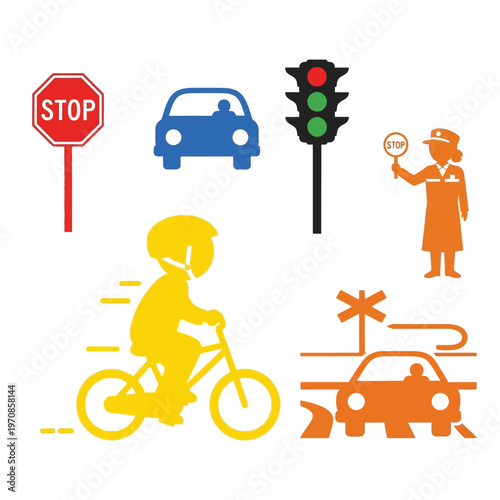 Boy Riding Bike on Road Safety.