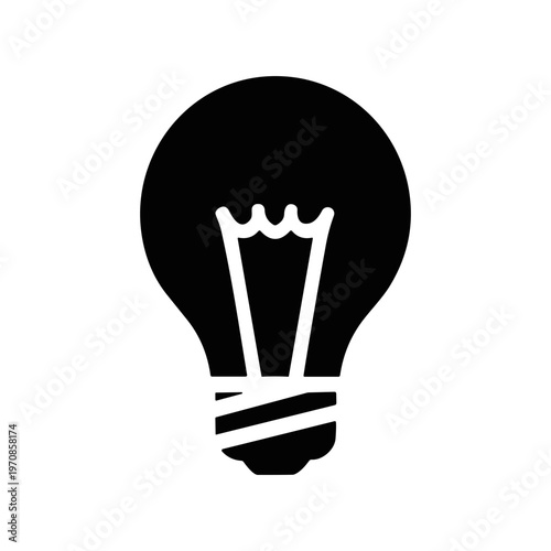 Black light bulb icon silhouette isolated on white background for idea and innovation concepts