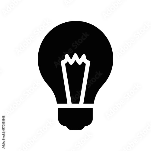 Black light bulb icon isolated on white background representing idea and innovation concepts