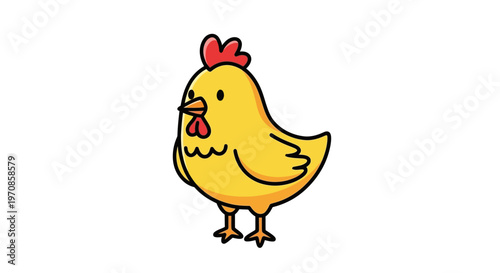 Cartoon Yellow Chicken Bird Animal.