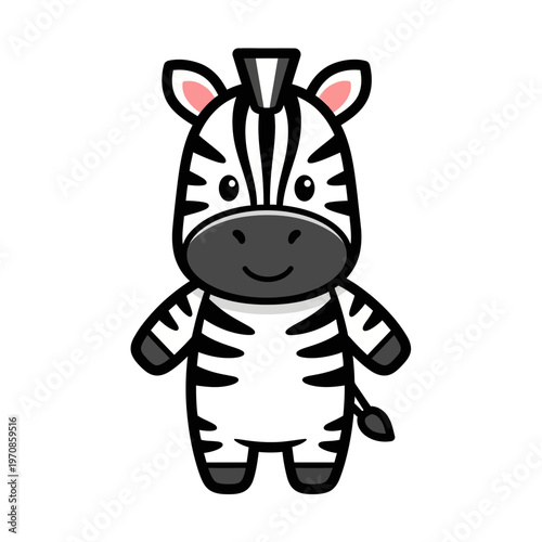 Cute Cartoon Zebra Toy Character Design.