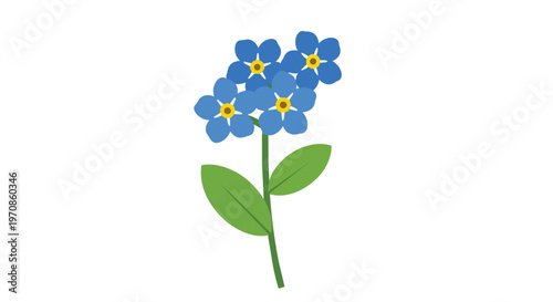 Minimalist Vector Illustration of Blue Forget-Me-Not Flowers